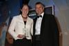 Guy Moreton director of MorePeople presents Lucy Wiggins of Herbfresh with the MorePeople Young Person of the Year award at Re:fresh 2009