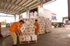 CN APL Shanghai Wholesale Market lorry unload workers Sunkist