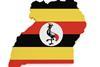 Uganda map with flag