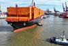 Hapag Lloyd-Frachter im Hamburger Hafen