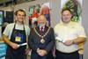 Pembrokeshire County Council chairman David Pugh with Pembrokeshire Produce Mark Award winners Jonathan Williams of CafeÌ Mor and Huw Thomas of Puffin Produce