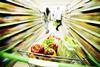 GEN trolley full of fresh produce in supermarket alley