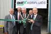 (left to right) Omex's David Featherstone and Olof Winkle are joined by Kings Lynn and West Norfolk Borough Council mayor Mike Pitcher, council leader Nick Daubney and  Henry Bellingham (MP for West Norfolk) in celebrating the opening of the new site