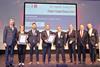 DI Roman Stiftner, Präsident der BVL Österreich; zwei Vertreter der Firma Dräxlmaier; Andreas Kremer, Director Logistics Management Aldi Süd; Stephan Farrenkopf Director Logistics Management Aldi Süd; Dr. Robert Blackburn Vorsitzender des Vorstands d...