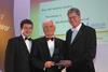 Nigel Sergent, Mobile Data Solutions Magazine (right) presents the award for Best SME Mobility Solution 2004 to David Hurley (centre) and Richard Jones (left) of Anglia Business Solutions Ltd