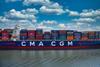 CMA CGM vessel with containers side on