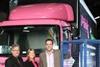 The Pink Link's sales and commercial director, Vicki Davenport with depot manager, Roland Jackson and Nu-Swift’s Group senior manager, Paul Daykin