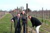 L to r: Mansfields founder Buddy Mansfield, farm manager Craig Rook and md Paul Mansfield plant the 100,000 tree of 150,000 tree planting programme 2010-11