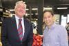 AU Melbourne retailer Damian Toscano (right) with Pomegranate Council  Manager Tom Tjerandsen