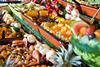 fresh vegetable and fruit salads restaurant display, food series_3491599