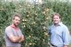 Steve Maxwell, right, discusses this year's Cox prospects with East Kent grower Dave Figgis