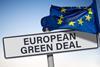 European Green Deal flag and sign Adobe