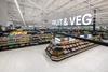 The new signage highlights the fruit and veg aisle
