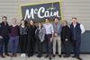 L-r: James Hopwood (McCain director of agriculture), Keir Doe, Dr Lynda Perkins, Annie Weiss, Kate Drury, Dr Thomas Farrugia, Michael Kavanagh, Sheena Horner (OFC director) and Matthew Stubbings (McCain agriculture sustainability manager)