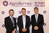 (l-r) AgroBerries co-founder and director Manuel Romero, Adam Olins, CEO of BerryWorld, and Jorge Varela, co-founder and CEO of AgroBerries