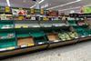 Empty supermarket shelves in Evesham on 13 February