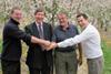 L-r: Chris Kember, farm manager; Adrian Barlow, chief executive, English Apples & Pears; Mike Davidson, Ivy Farm House; Josh Kann, general manager, Well Pict County Local.