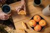 Sunkist oranges on table