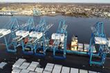 US PAMT over super post-Panamax cranes working Maersk vessel