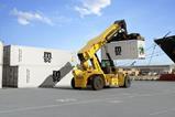 Reefer container being moved by a semi-trailer