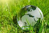 Nachhaltigkeit - Globus auf Rasen