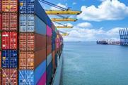 Generic side of container vessel at port Adobe Stock