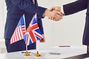 US UK agreement flags handshake