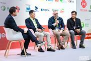 L-r: Asiafruit editor John Hey with Jae Chun, George Jessett and John Early at the Asiafruit Knowledge Centre