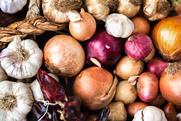 Onions and garlic in a basket