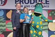 (l-r) Produce Business CEO and publisher Ken Whitacre, IFPA managing director A-NZ Belinda Wilson and Dorothy the Dinosaur from The Wiggles