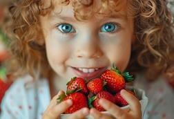 Mädchen mit Erdbeeren