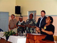 Luthando's hand-over minister makes a speech as project is officially launched