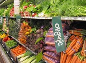 Organic produce at supermarket