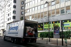 FR Biocoop lorry delivery supermarket organics