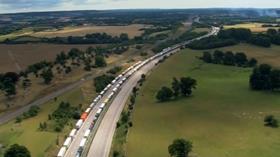 Lorries queuing in Kent Operation Stack