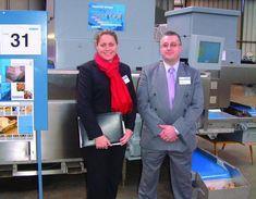 Jo Herbert, marketing manager, and Andy Hubble, general sales manager with the carrot optical grader on display at the Open Day.