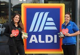 Nia Williams, National Account Manager for Puffin Produce and Sian Carpenter, Assistant Store Manager at Aldi Pembroke Dock