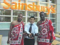 Terry Mdluli, right, and Tom Mdluli, join Sainsbury's Tristan Kitchener at the chain's Holborn hq