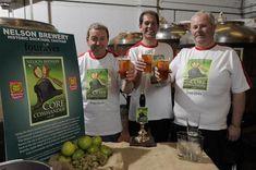 (L-r) Paul Dixon, brewer at The Nelson Brewery, David Hall of Fourayes, and Piers MacDonald of The Nelson Brewery