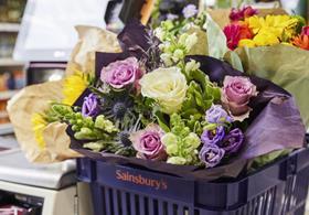 Sainsbury's flowers paper packaging