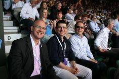 Buyers met to enjoy proceedings on Centre Court. L-r: Mark Collins (Univeg), Francisco Amores and Robert Moser (dps)