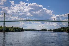 Lorries Thousand Islands International Bridge St Lawrence River Canada-US border dreamstime_xxl_199401385