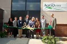 CEO Marcus Meadows-Smith cutting the ribbon at the upgraded AgraQuest R&D complex in Davis, California