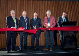 Former Zespri Chairmen Craig Greenlees, Doug Voss, Peter McBride, John Palmer and Zespri CEO Dan Mathieson at the opening of the Zespri Head Office - credit Jamie Troughton and Dscribe Media