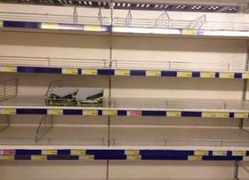 Empty Shelves Russian supermarket