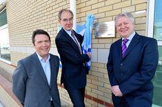 Andrew Turner MP (centre) launches the energy centre with Mitie managing director Mike Tivey (left) and Tony Jacob, head of construction at Waitrose, (right).