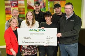 Cheque presentation with Maggie's Dundee and the Branston team