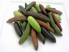 The fruit has pulp of various colours including pink, green, burgundy and yellow.