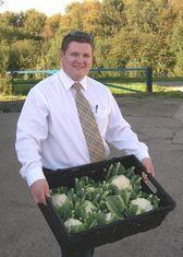 Dan Carr of Marshalls with cauliflowers grown at Pollybell Farms