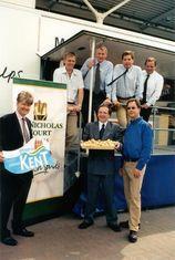 Nick Tapp, far left, and Roy Maynard, centre, with grower Richard Ash, and other St Nicholas Court Farms growers